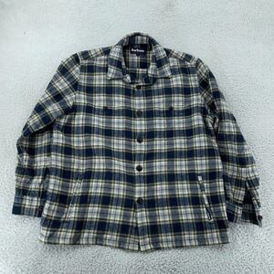 Barbour Wool Blend Shacket Mens‎ Large Blue Plaid Shirt Jacket MOS0164NY91